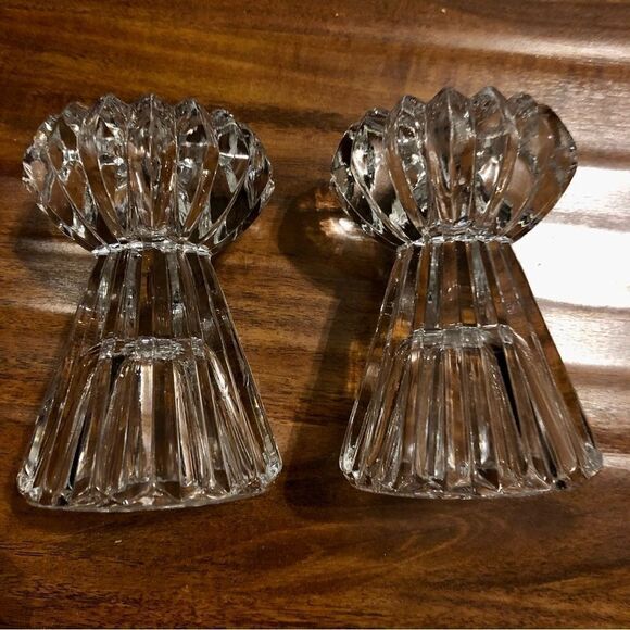 Pair of Glass Shabbat Candle Holders - Picture 2 of 10